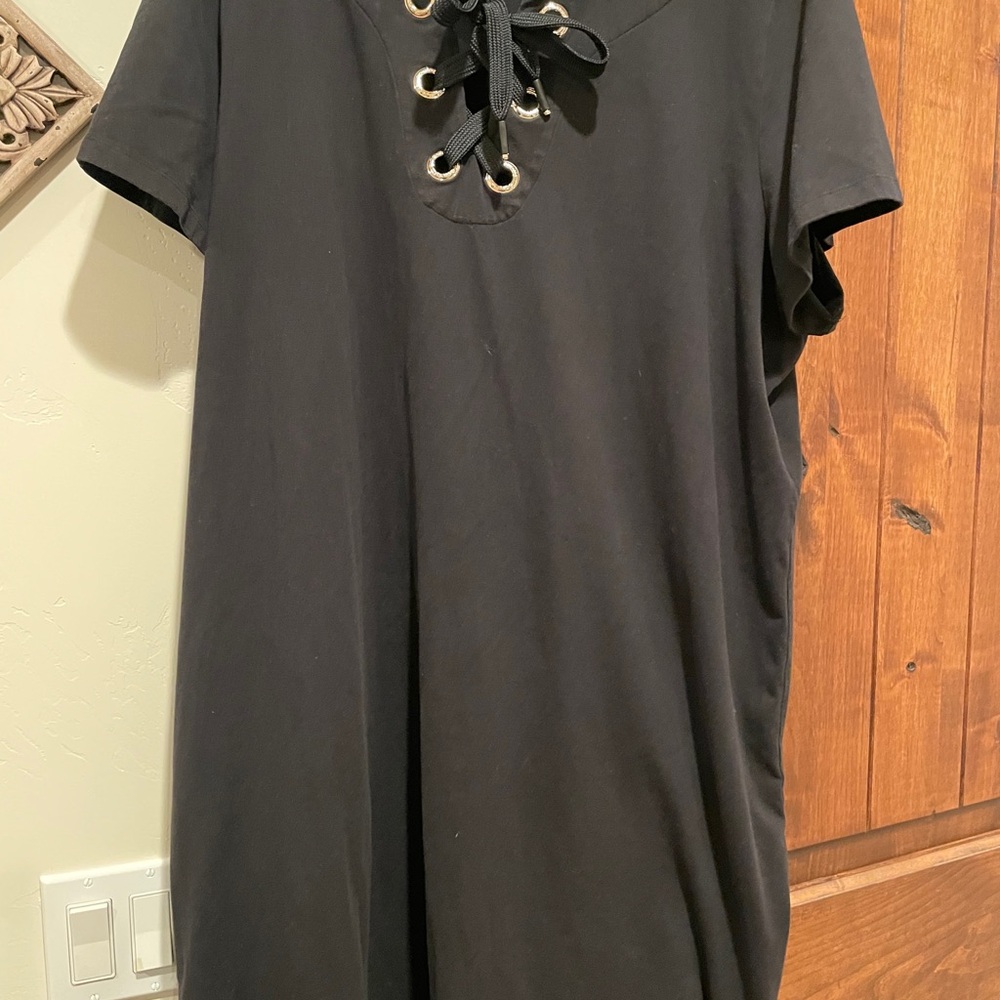 Calvin Klein Black Lace-Up T-Shirt Dress